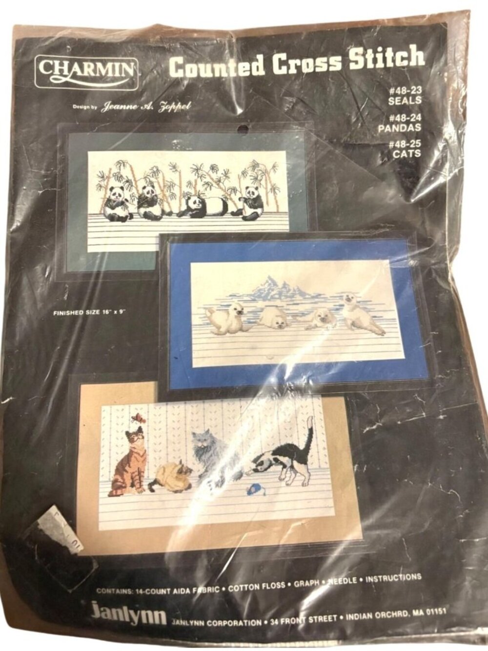 Vintage Cross Stitch Kit Janlynn Charmin Counted SEALS Iceberg Pattern 9"x16"